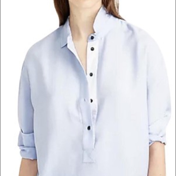 Preppy J Crew drapey Oxford button up shirt tunic - Picture 10 of 12